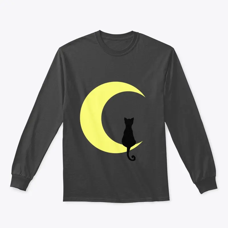 Moon and black cat long sleeve shirt 