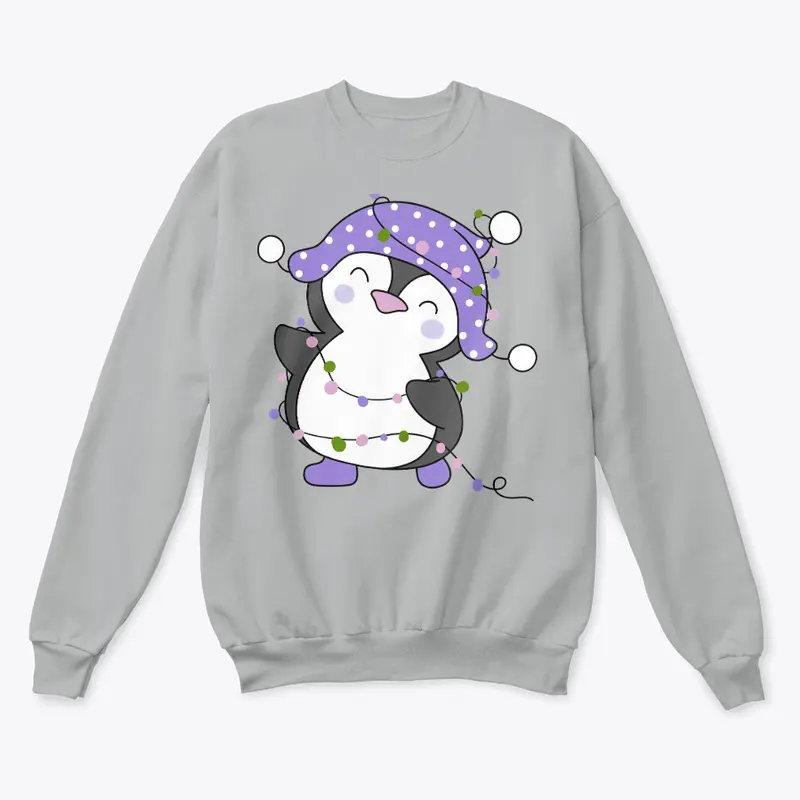 Purple Christmas penguin sweater 