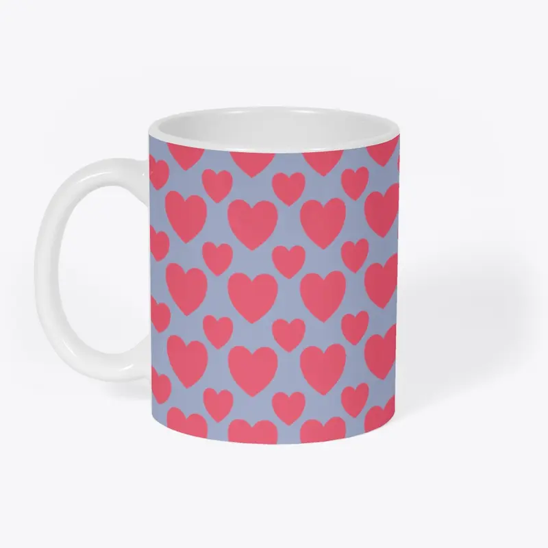 Purple and pink hearts mug