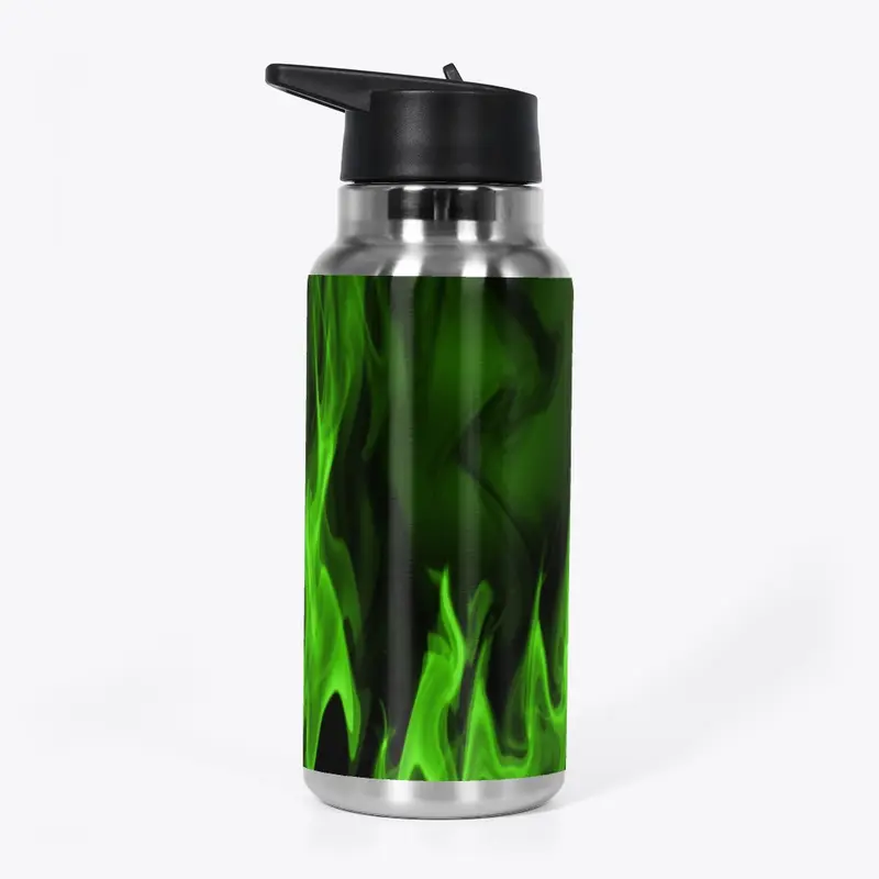 green flames water bottle!