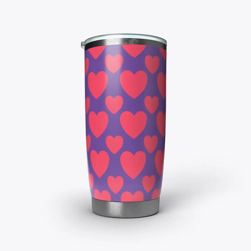 Dark purple and pink heart tumbler 