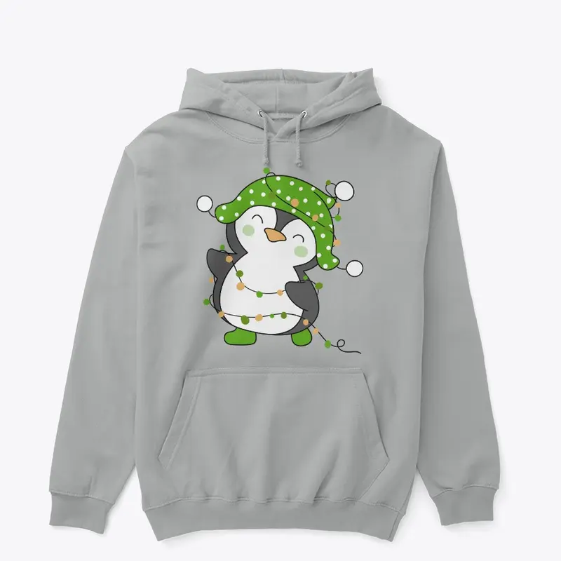 Green Christmas penguin hoodie 