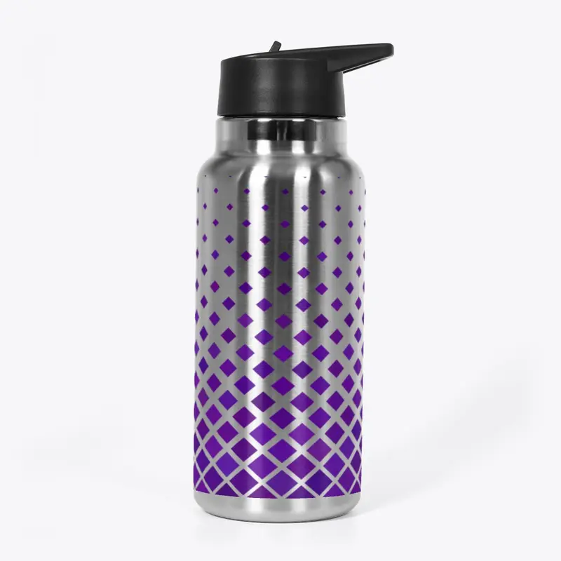 purple and silver water bottle