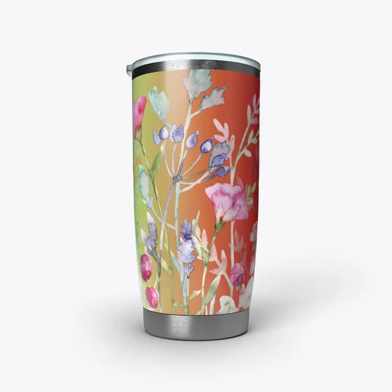 Watercolor flower tumbler 