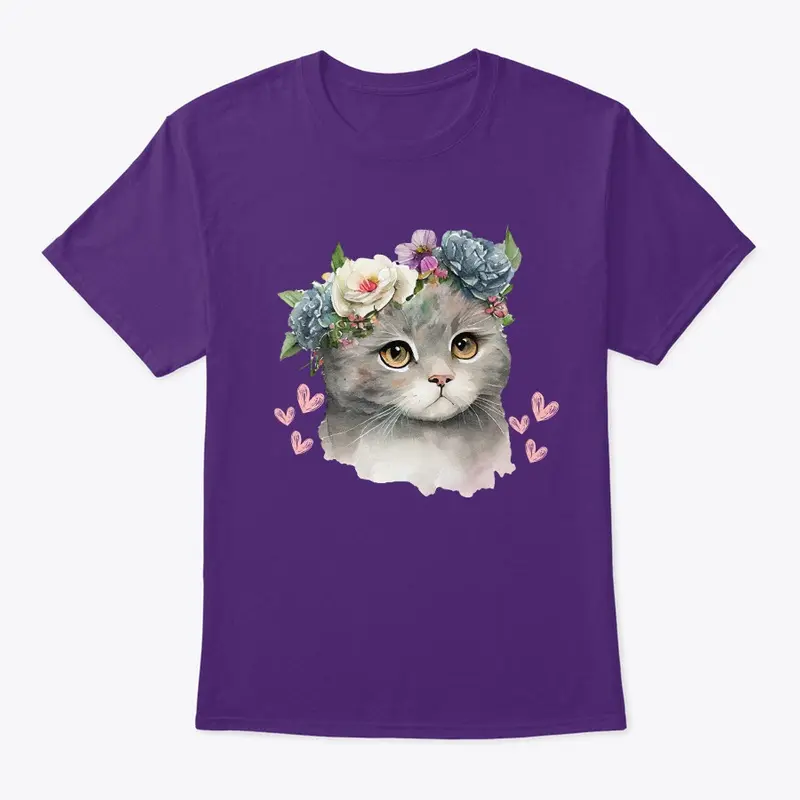 flower crown cat tshirt 