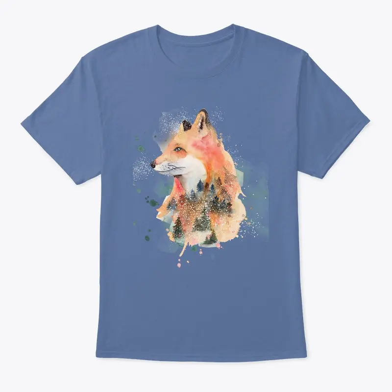 Watercolor fox tshirt 