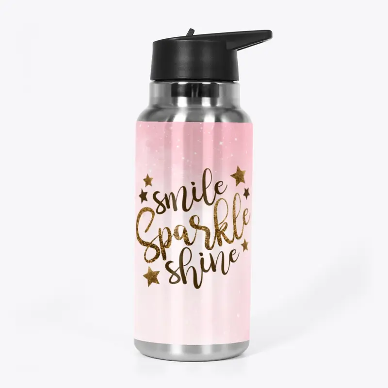 smile, sparkle, shine water bottle 