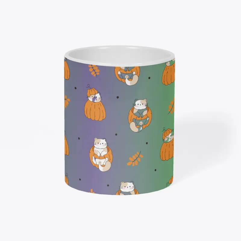 Cat in a pumpkin coffee mug 