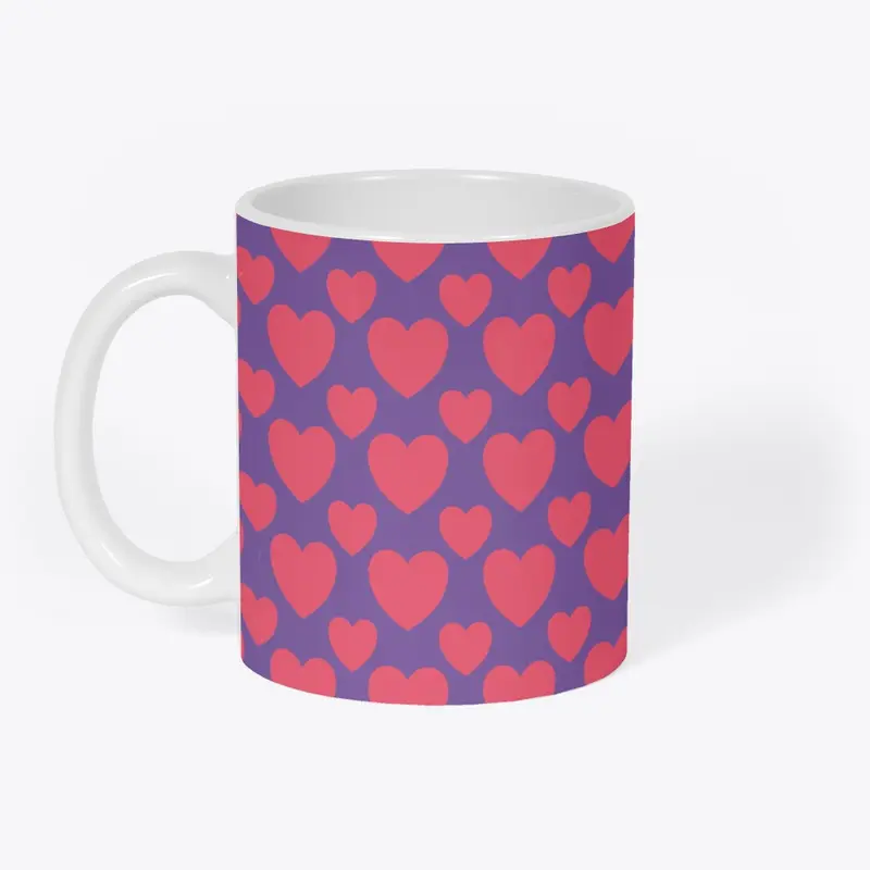 Dark purple and pink hearts mug 